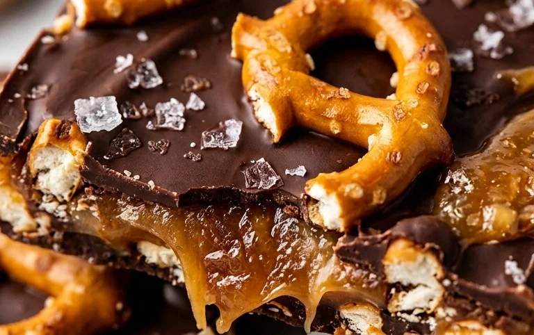 Salted caramel pretzel bark